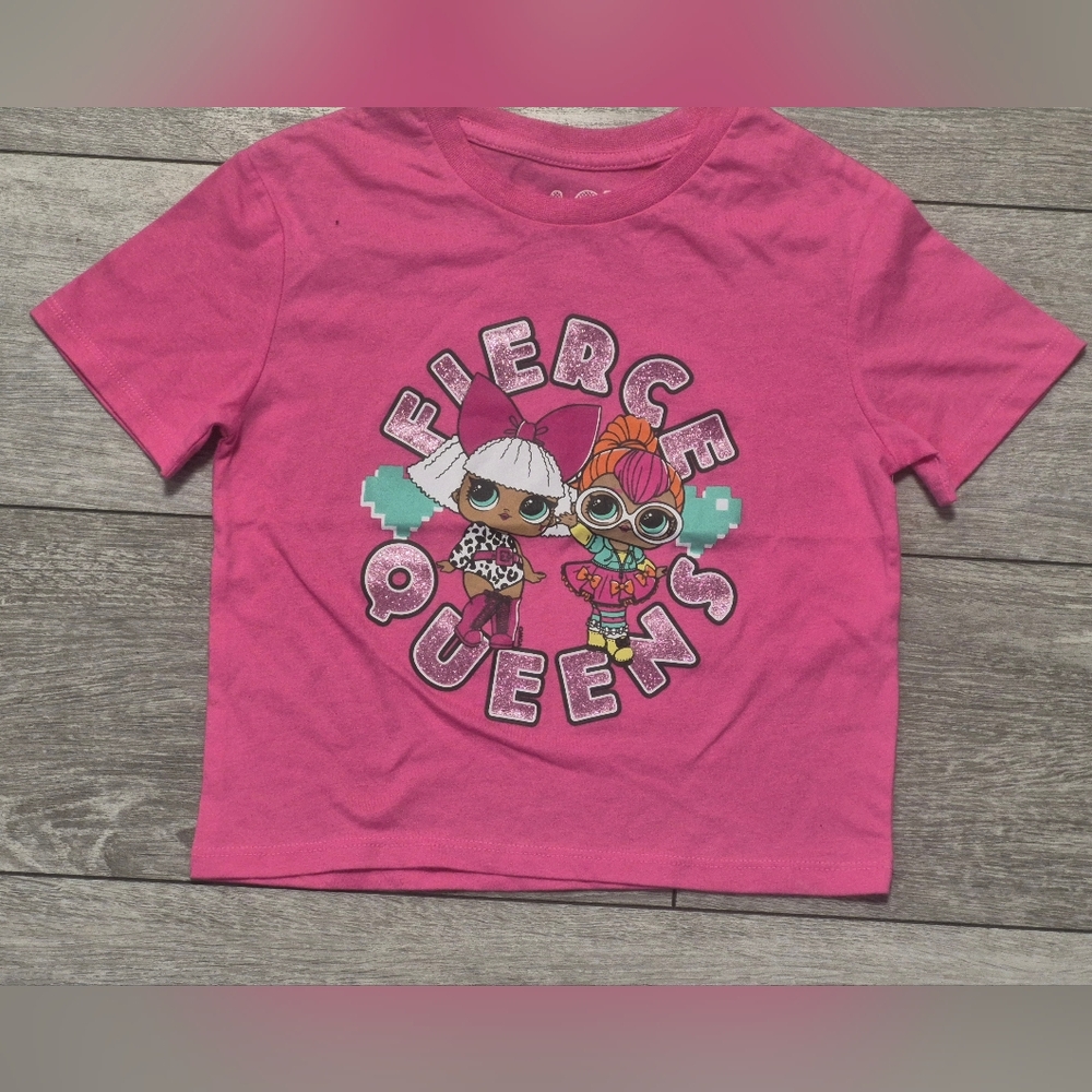 New L.O.L Suprise! FIERCE QUEEN. Toddler/Little Girls Short Sleeve Pink Tshirt